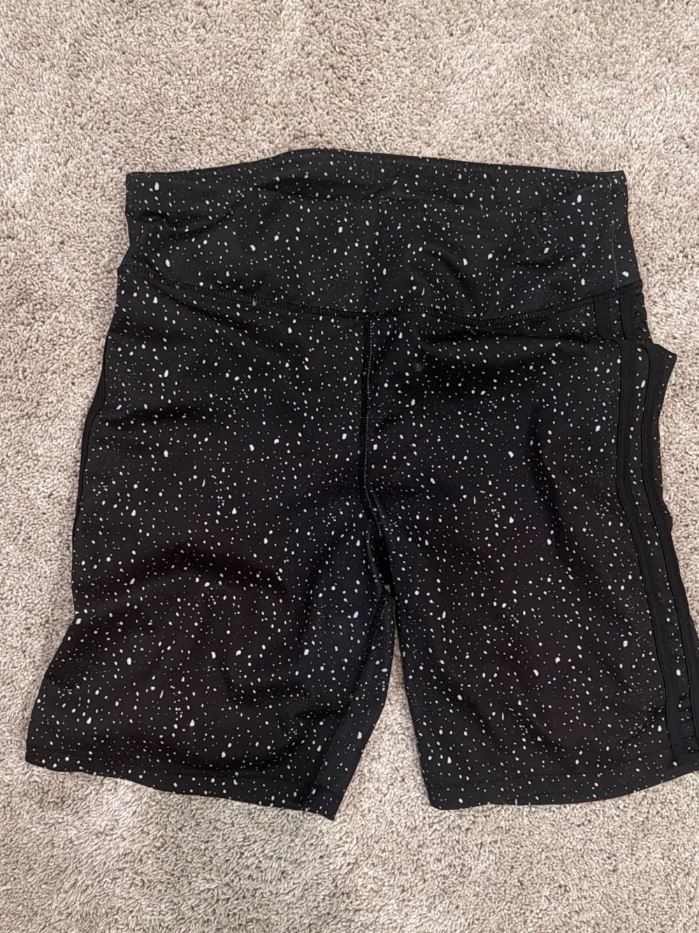 High-Waist Black Speckled Women's Active Shorts